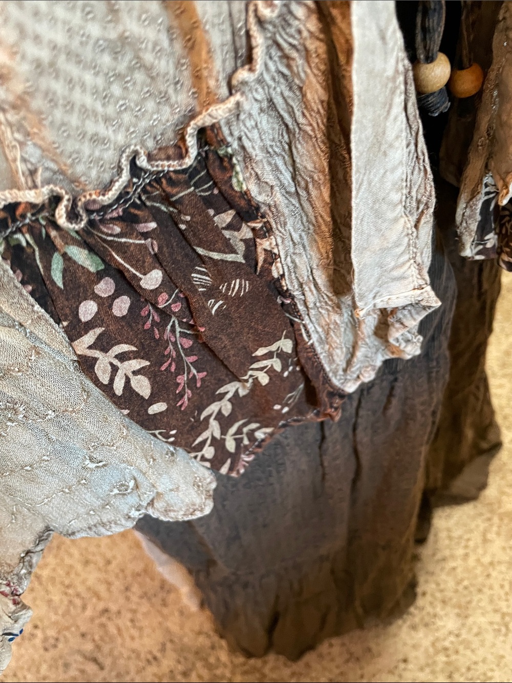 Boho Patchwork Duster Jacket in Beige and Floral Mix Young Threads - Picture 10 of 16